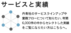 サービスと実績　丹青社のサービスラインナップや業務フローについて知りたい、年間6,000件の中からセレクトした実績をご覧になりたい方はこちらへ。