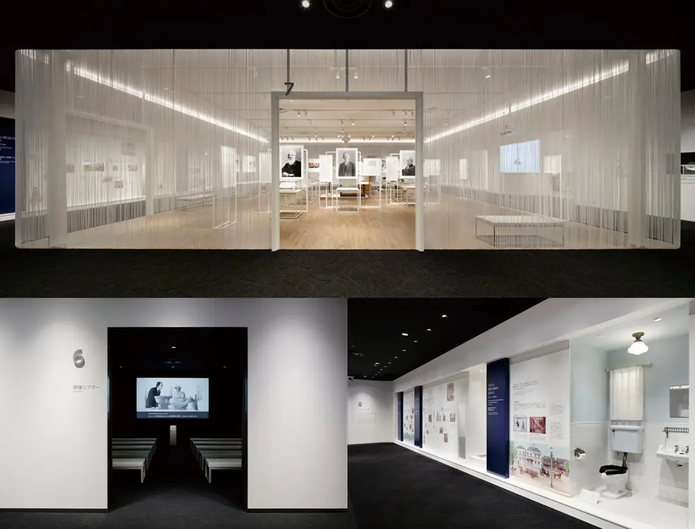 第2展示室。以传达创业以来想法的展示为核心，在周围配置了介绍用水的历史的“用水的变迁”