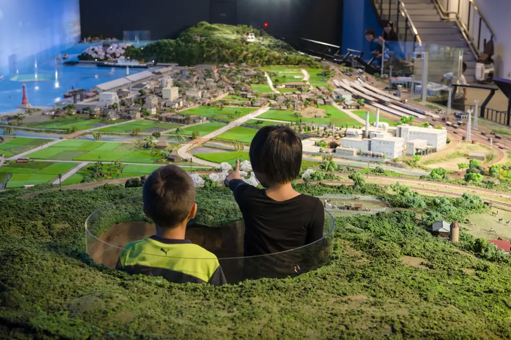 You can pop your head out of the diorama and look down on the Tsuruga cityscape.