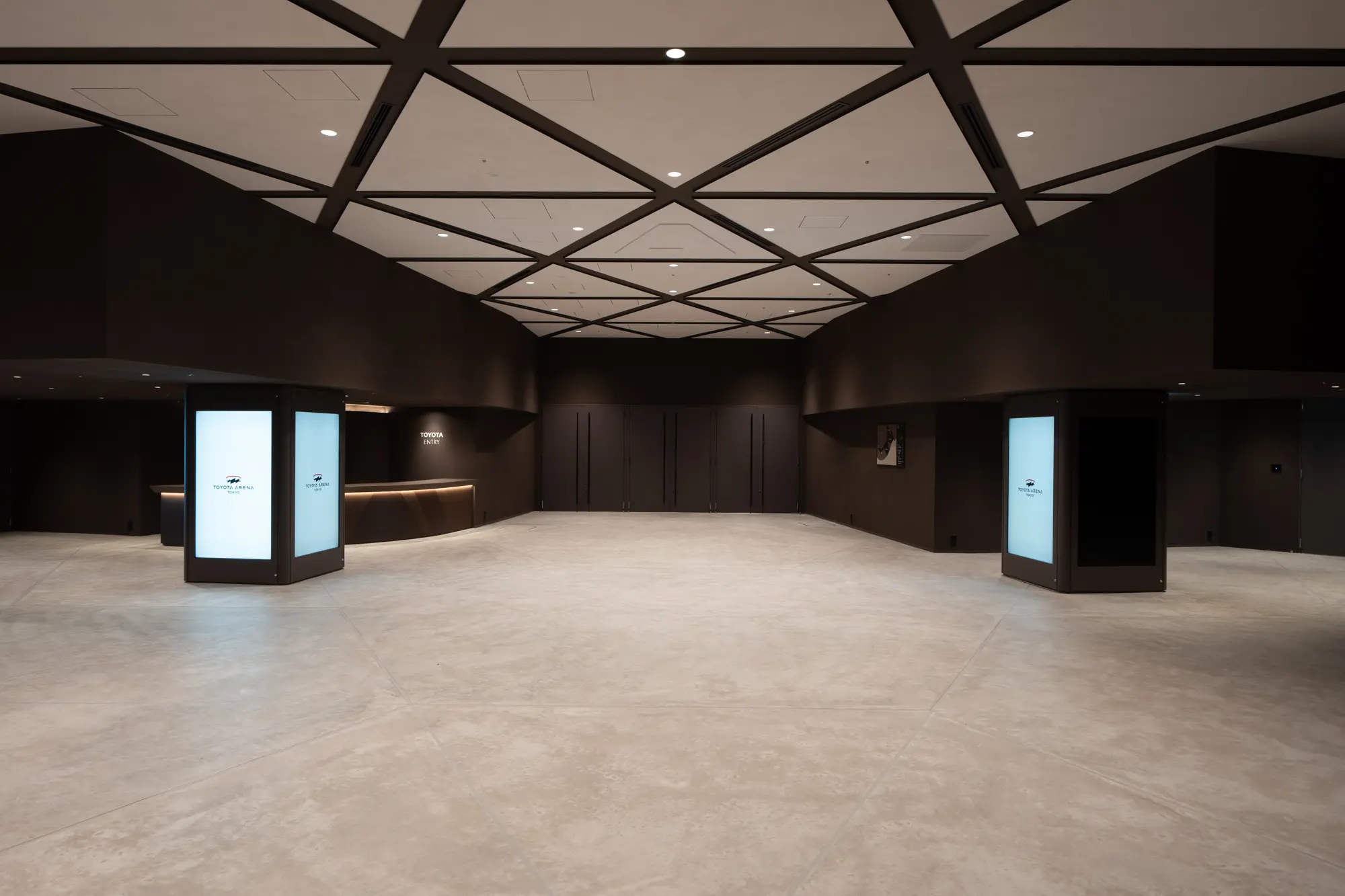 The foyer that serves as the entrance to the hospitality area