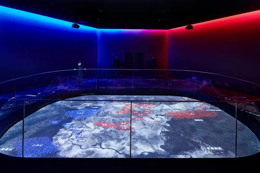1st floor "Ground Vision": From an "aerial perspective," the course of events from the Aizu Conquest and Mitsunari's uprising to the decisive battle on September 15th is clearly explained.