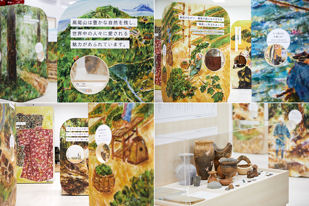 桑都ものがたりを表現した絵本風の展示什器