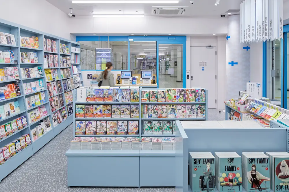 To make it easier to enter, the height of the island furniture was kept low to ensure visibility. Books are mainly displayed on a surface, with an emphasis on being able to enter and select a book quickly.