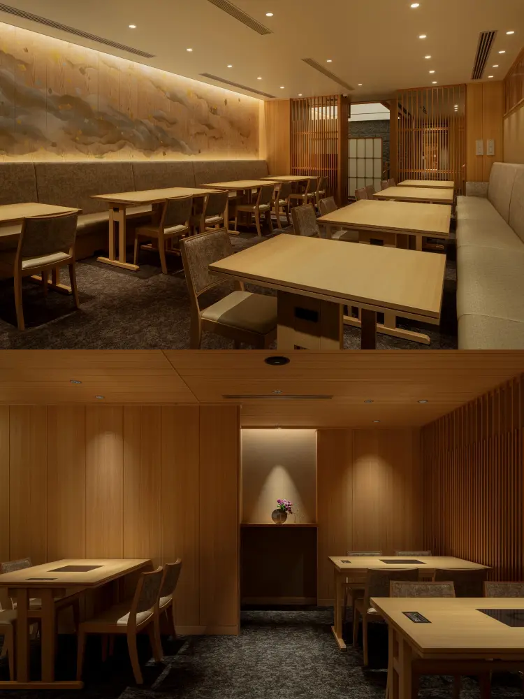 2nd floor dining area: A dining area with an emphasis on openness and comfort