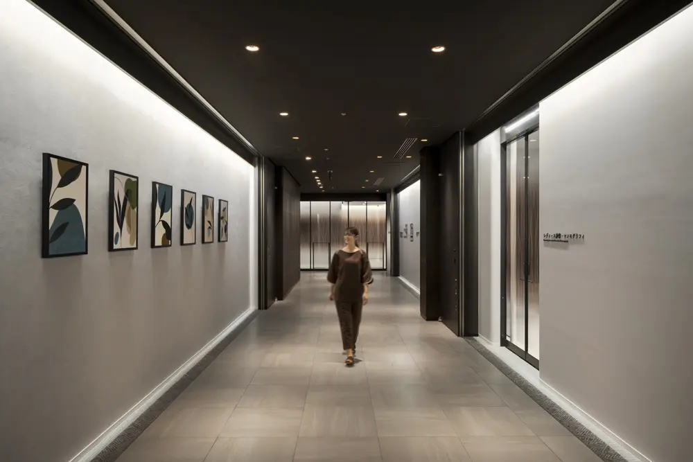 Spacious corridors leading to each examination area