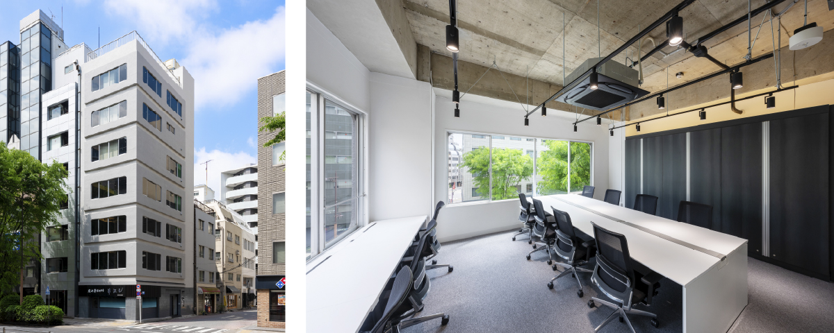 Wビルの外観と内観