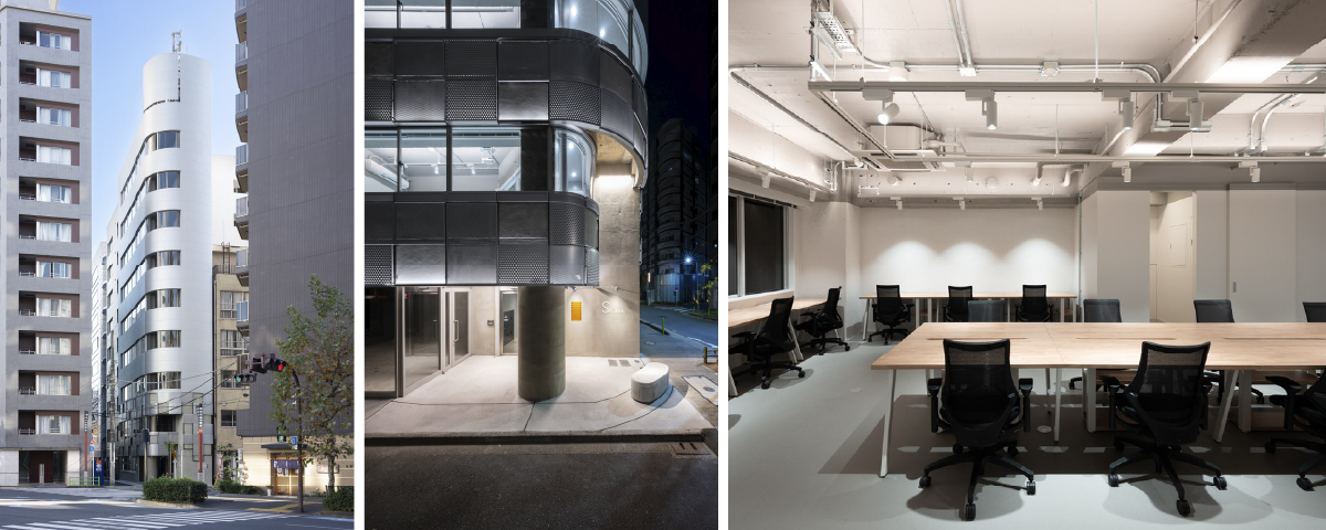 Wビルの外観と内観