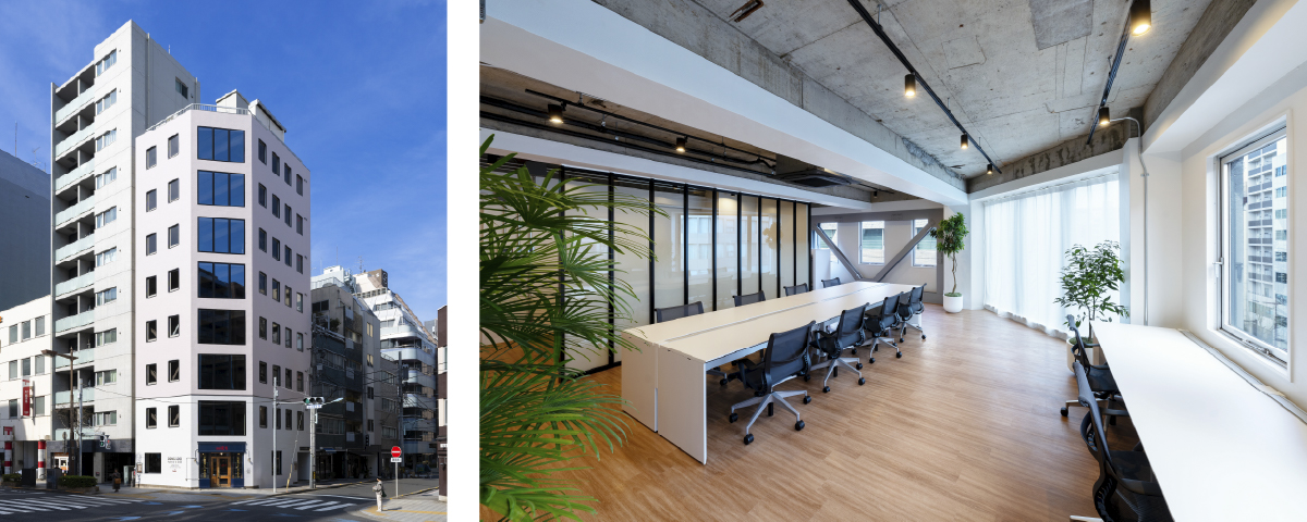 Wビルの外観と内観